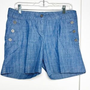 The Limited Women's Sailor Shorts Size 6 Blue Button Detail Chambray Denim